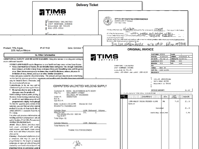 Imaging Documents TIMS Industrial Welding Gas Software