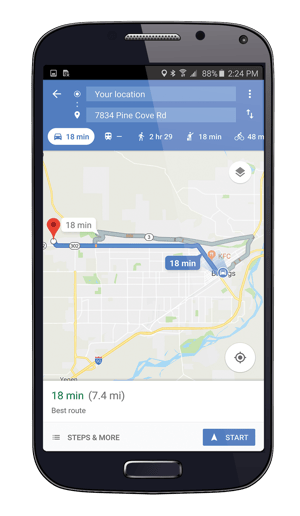 MED: Ted Delivery Mobile Phone Routing Map Screen July 2018