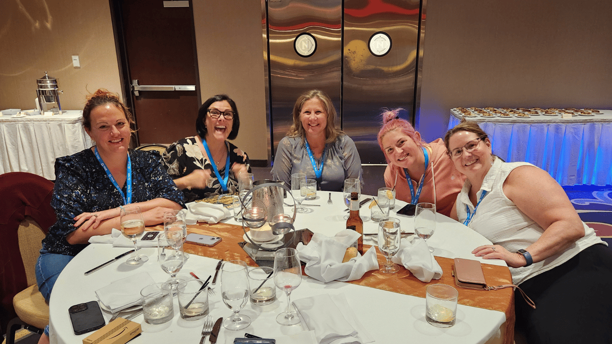 Gail Turner (right) enjoying time with several attendees from various HME providers across the country.