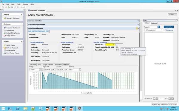 TIMS-Software-Bulk-Gas-Customer-Dashboard-showing-telemetry-reading-tab